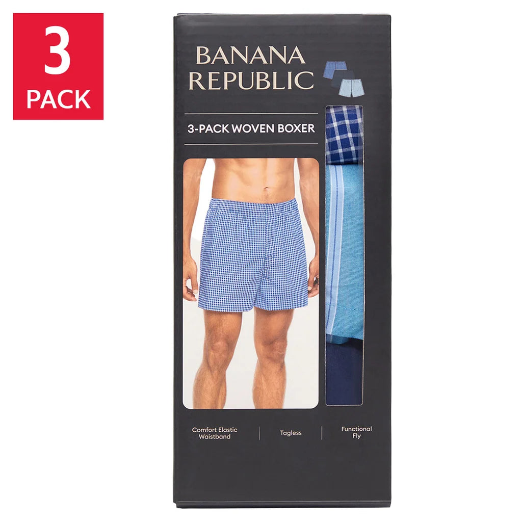 Banana Republic Men's Woven Boxer - Assorted Colors (3-Pack)